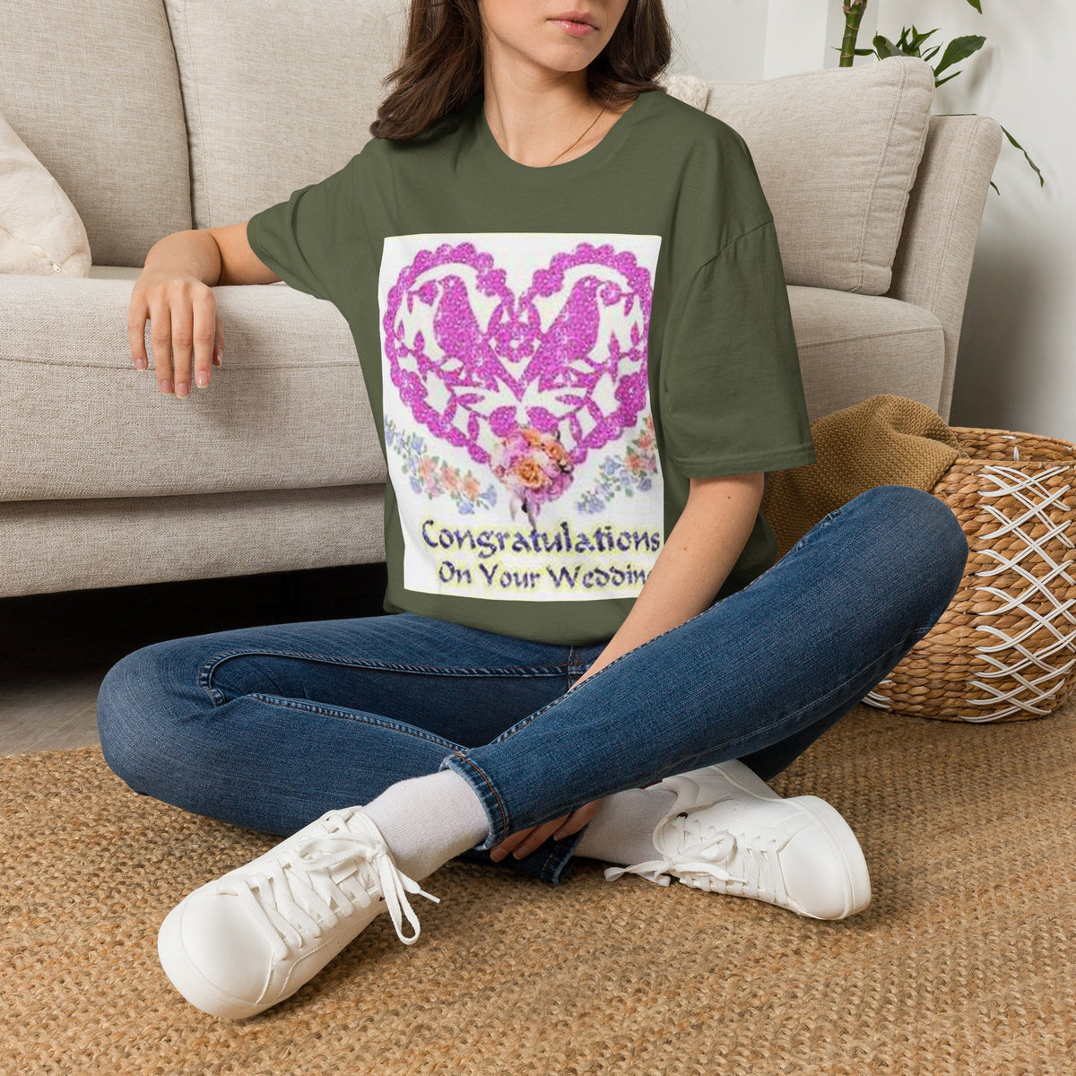Wedding Congratulations T-Shirt — Pink Glitter Heart Design