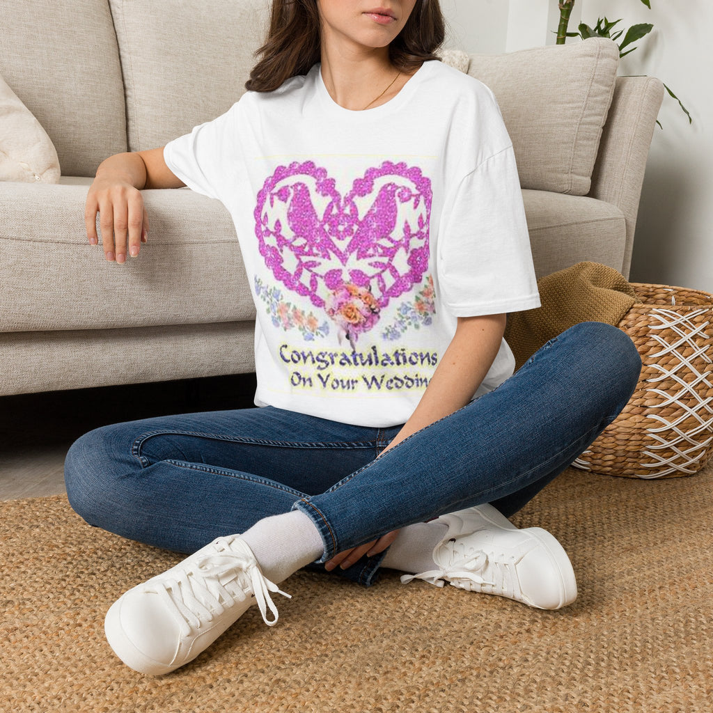 Wedding Congratulations T-Shirt — Pink Glitter Heart Design