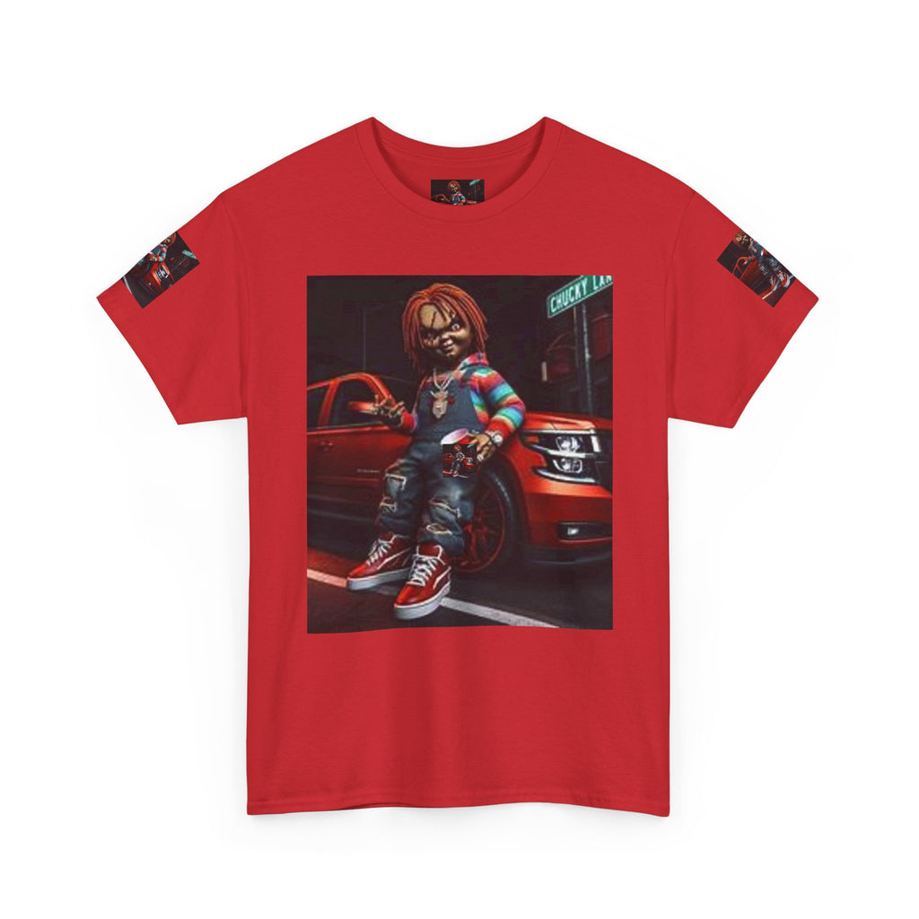 Horror Chucky Graphic Tee — Retro Red Car Street-Chill T-Shirt