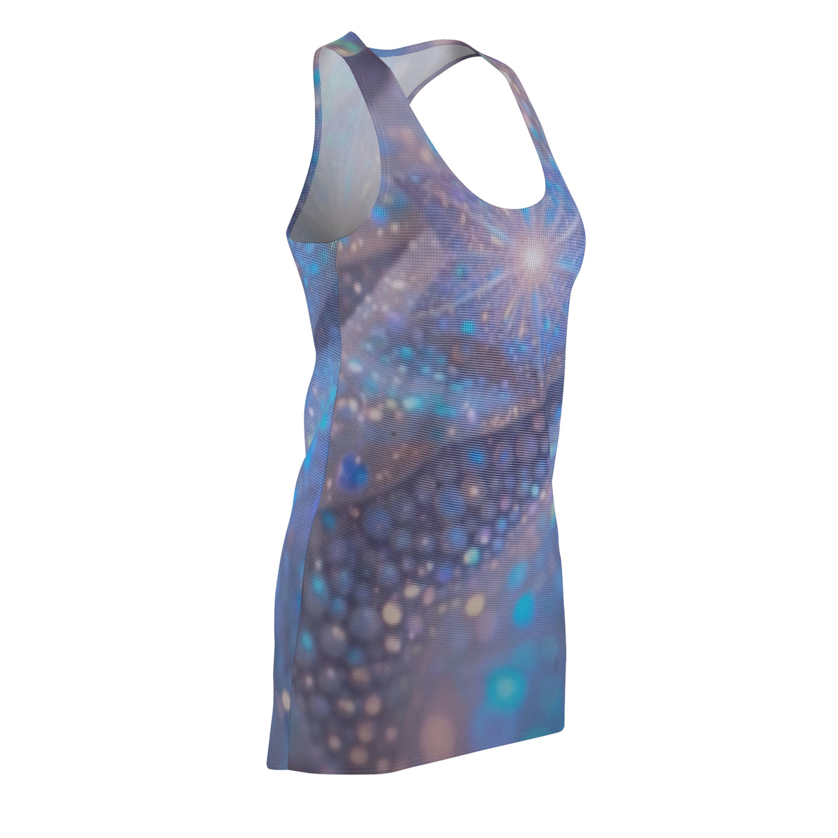 Galaxy Bloom Racerback Dress — Blue Cosmic Mandala All-Over Print