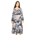 Butterfly Rose Long Sleeve Dance Dress — Floral Heart AOP