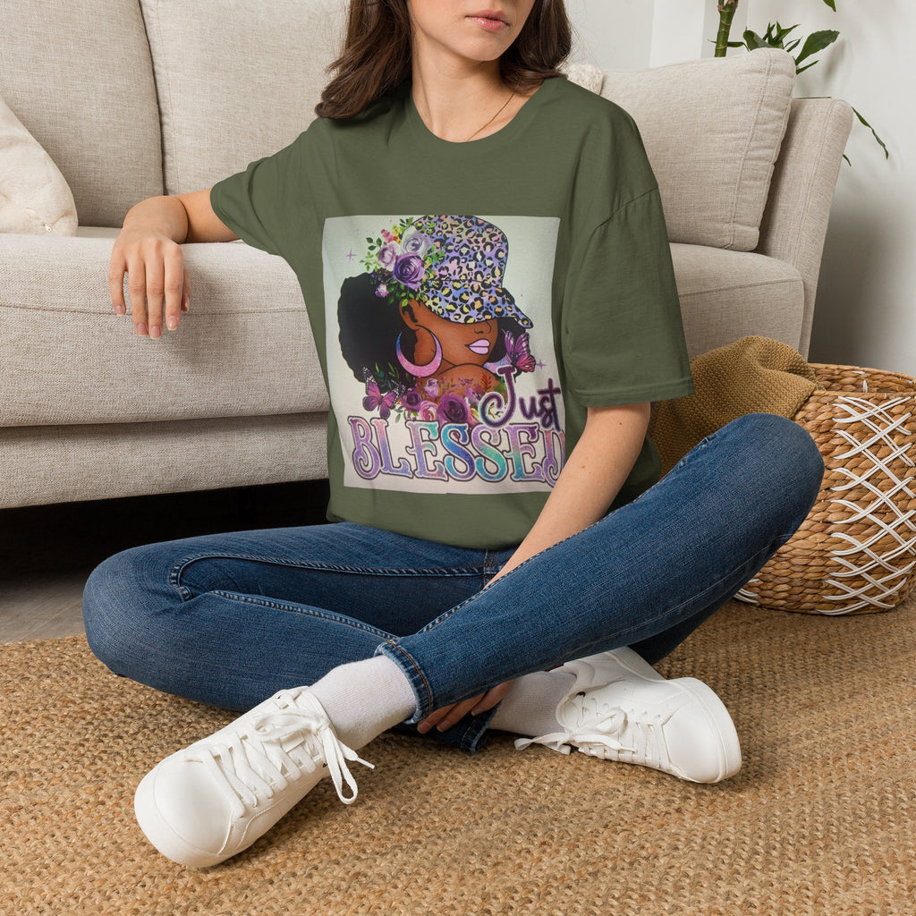 Just Blessed Afro Floral Tee