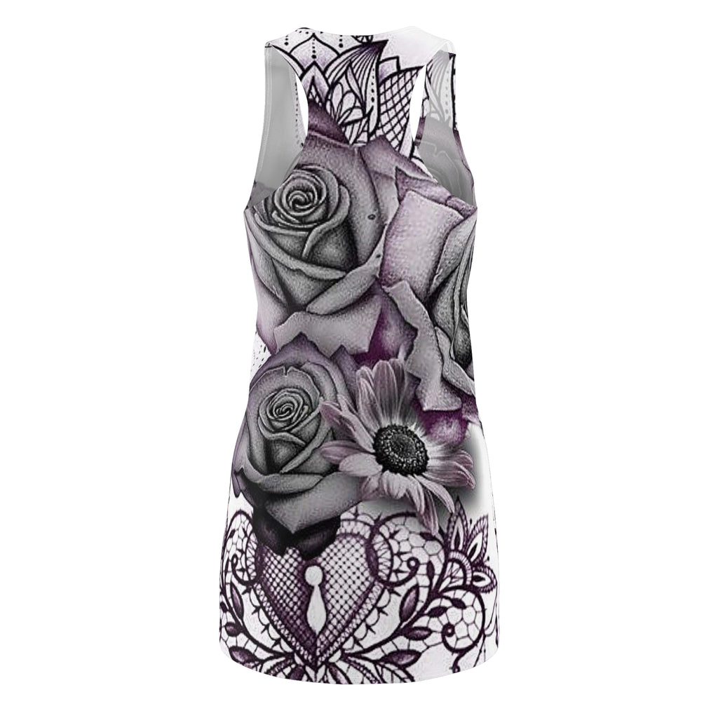 Floral Lace Heart Racerback Dress — Gothic Rose All-Over Print
