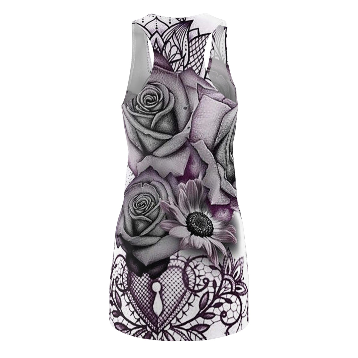 Floral Lace Heart Racerback Dress — Gothic Rose All-Over Print