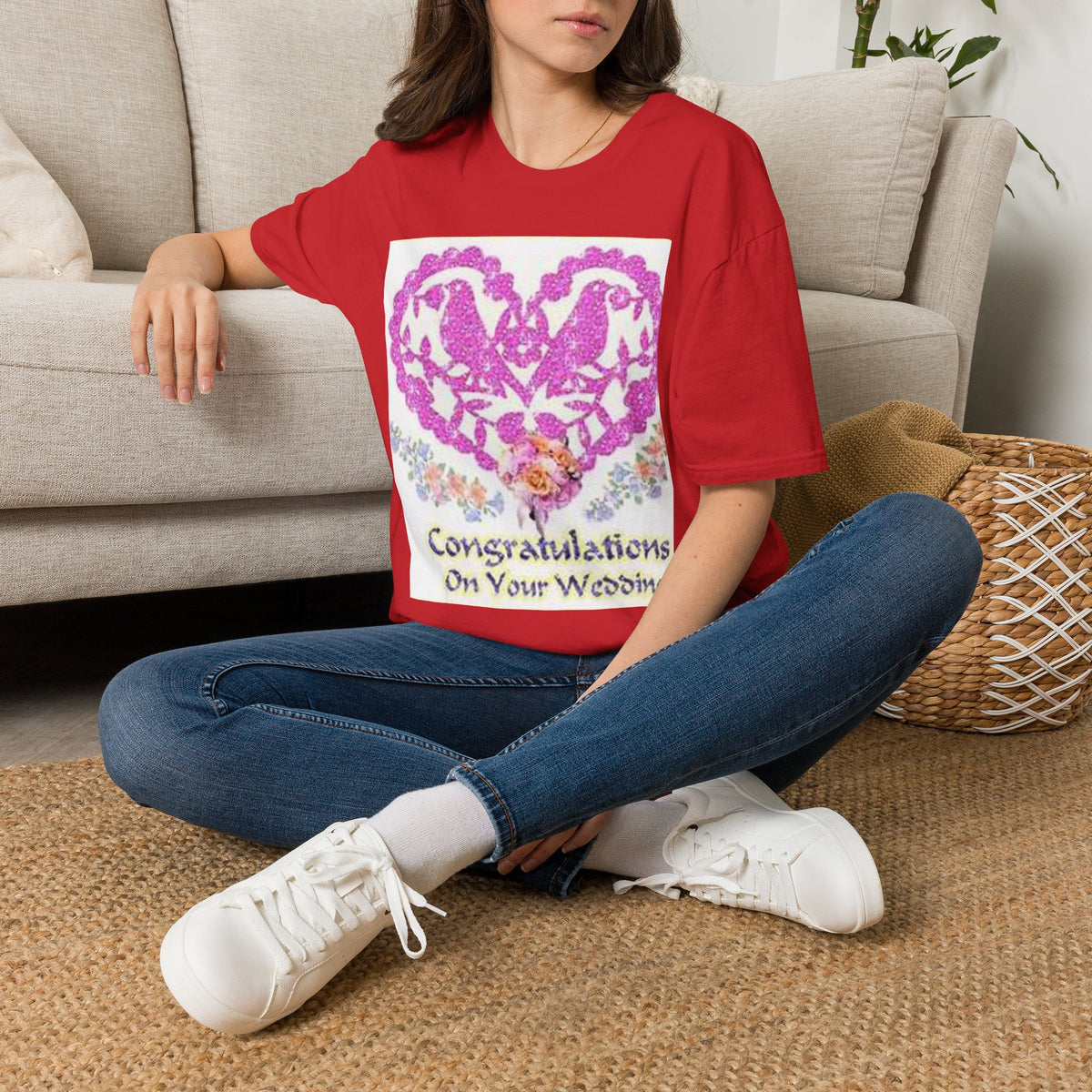 Wedding Congratulations T-Shirt — Pink Glitter Heart Design