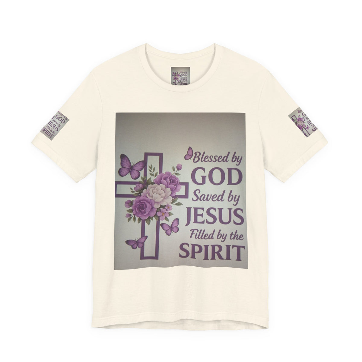 Blessed by God Christian T-Shirt — "Blessed by God, Saved by Jesus, Filled by the Spirit"