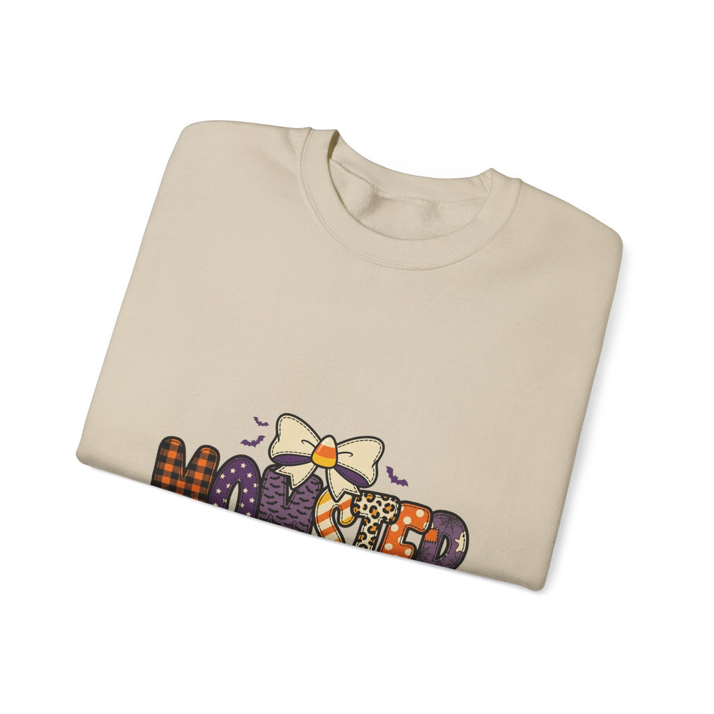 Momster Halloween Mom Sweatshirt | Cute Gothic Pumpkin Plaid Lettering
