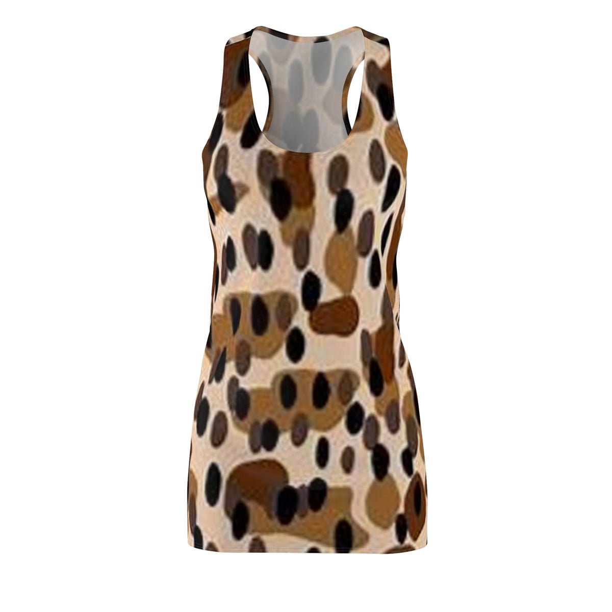 Leopard Spot Racerback Dress – Tan Brown AOP Bodycon