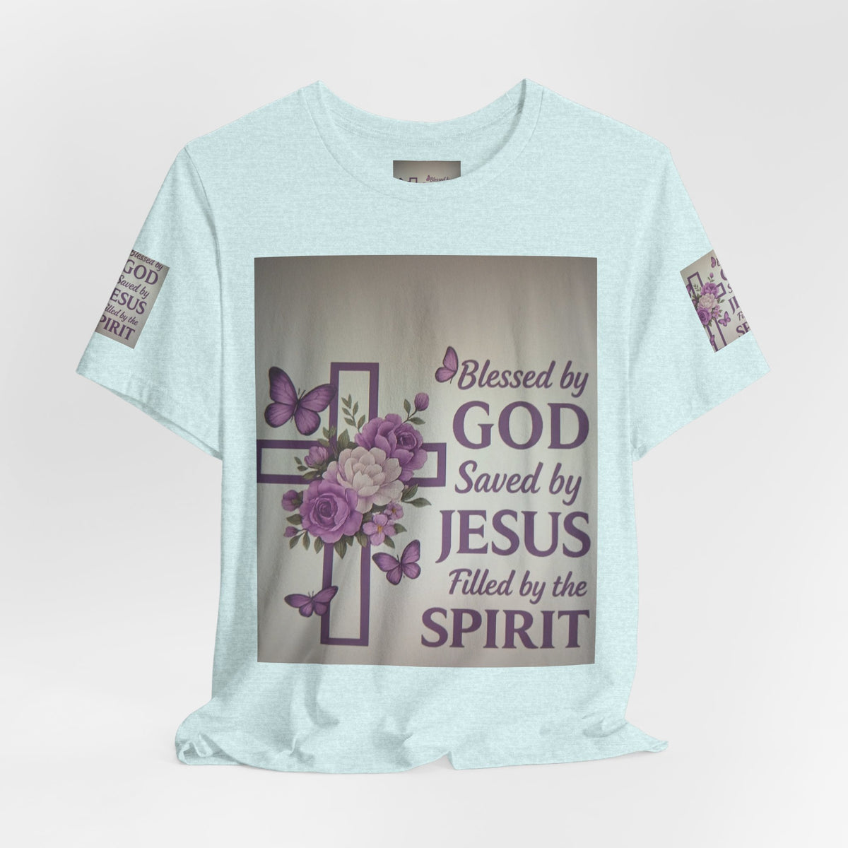 Blessed by God Christian T-Shirt — "Blessed by God, Saved by Jesus, Filled by the Spirit"