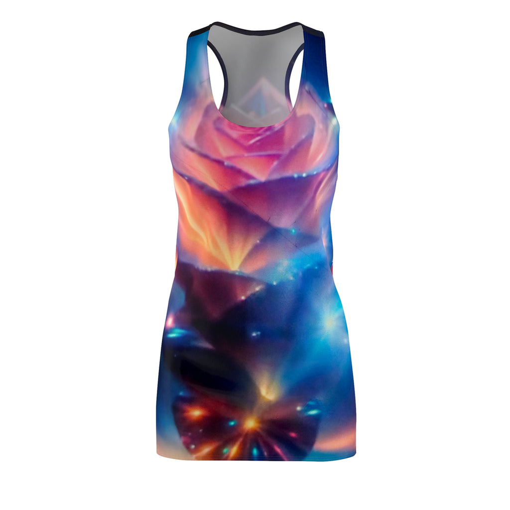 Galaxy Rose Racerback Dress — Floral Cosmic All-Over Print