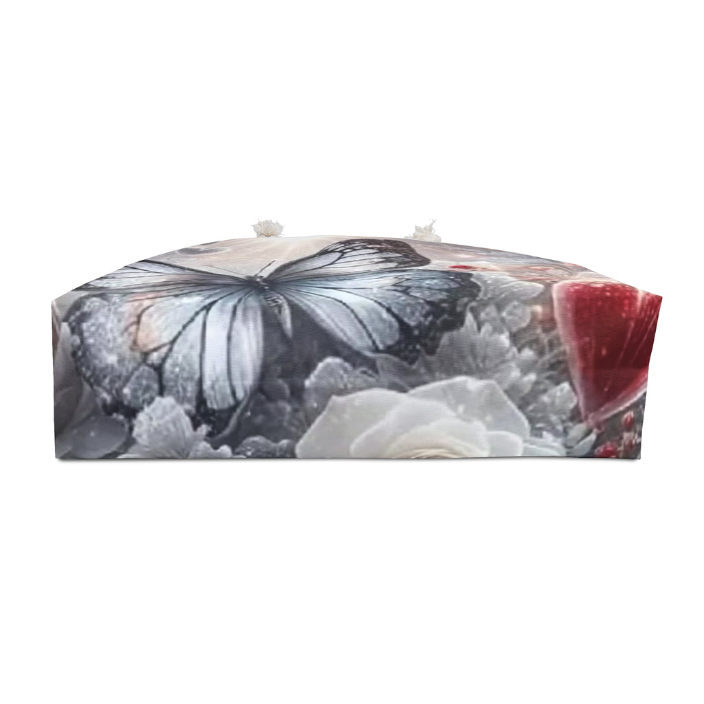 Romantic Butterfly & Rose Weekender Bag — Floral Heart Travel Tote