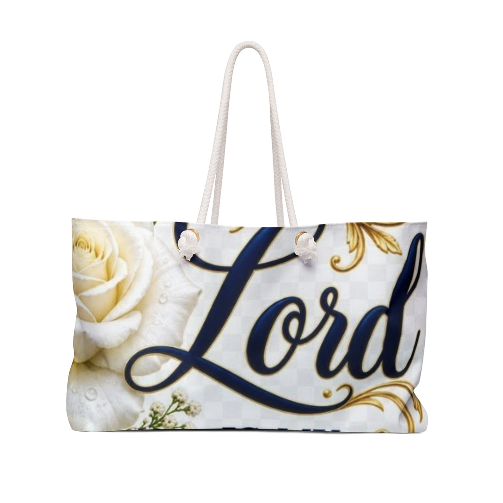 Religious Floral Weekender Bag — 'Lord' Psalm 23:1 Inspirational Travel Tote