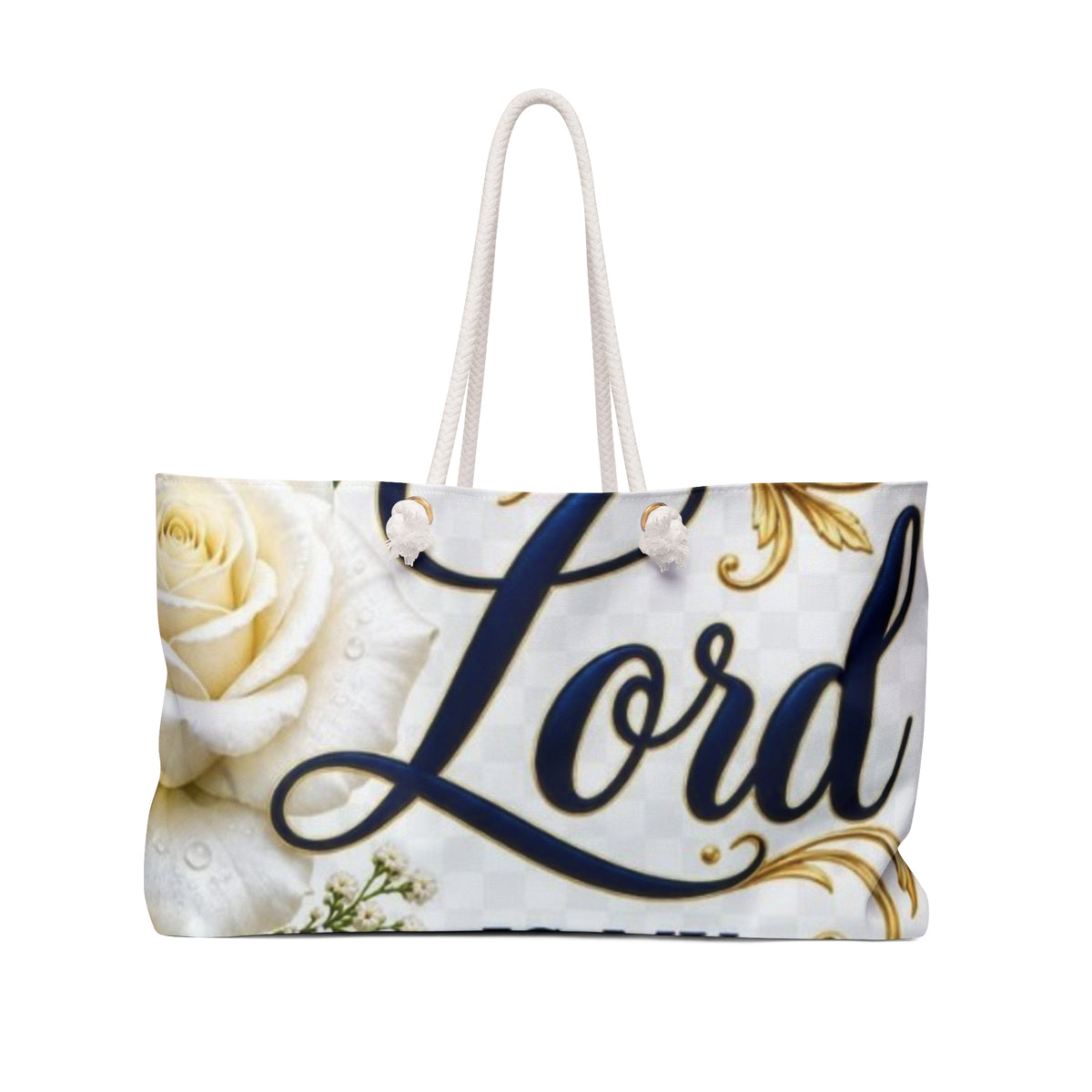 Religious Floral Weekender Bag — 'Lord' Psalm 23:1 Inspirational Travel Tote