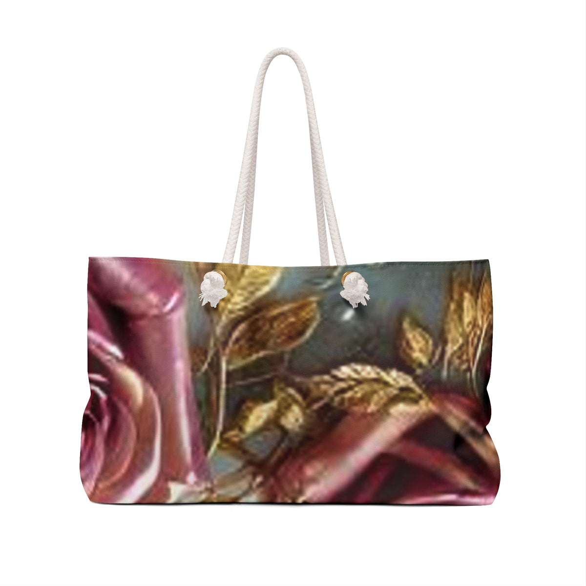 Vintage Rose Weekender Bag — Gold Leaf Floral Travel Tote