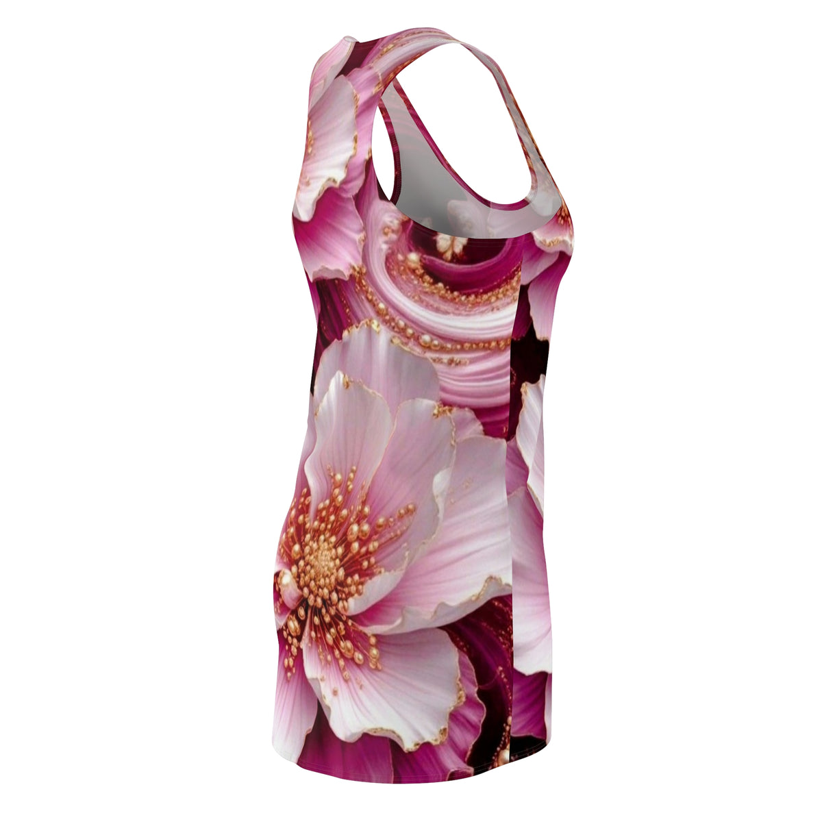 Pink Blossom Racerback Dress – All-Over Floral Print Sundress