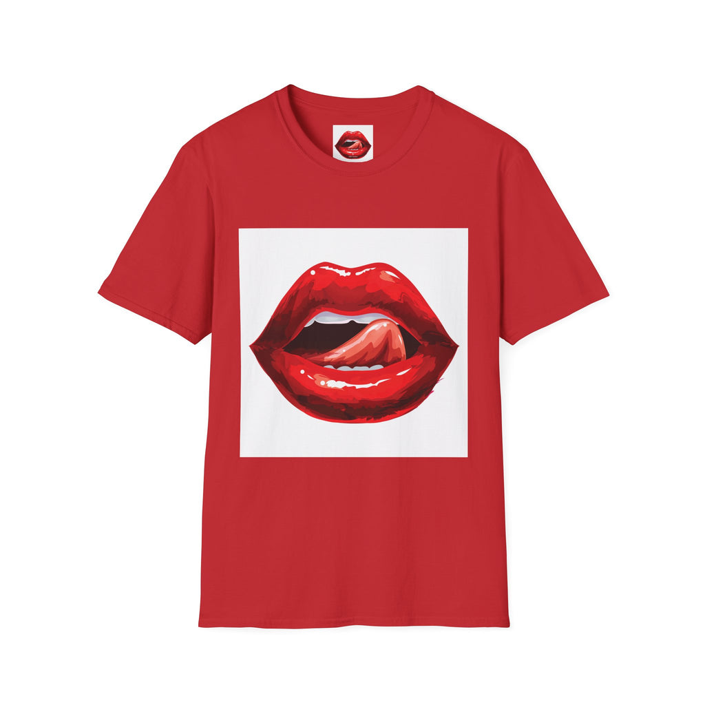 Graphic Tee — Glossy Red Lips Tongue-Out Design