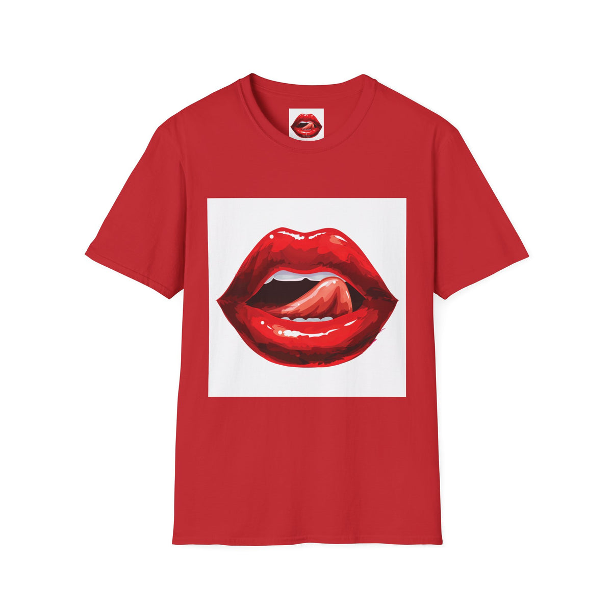 Graphic Tee — Glossy Red Lips Tongue-Out Design
