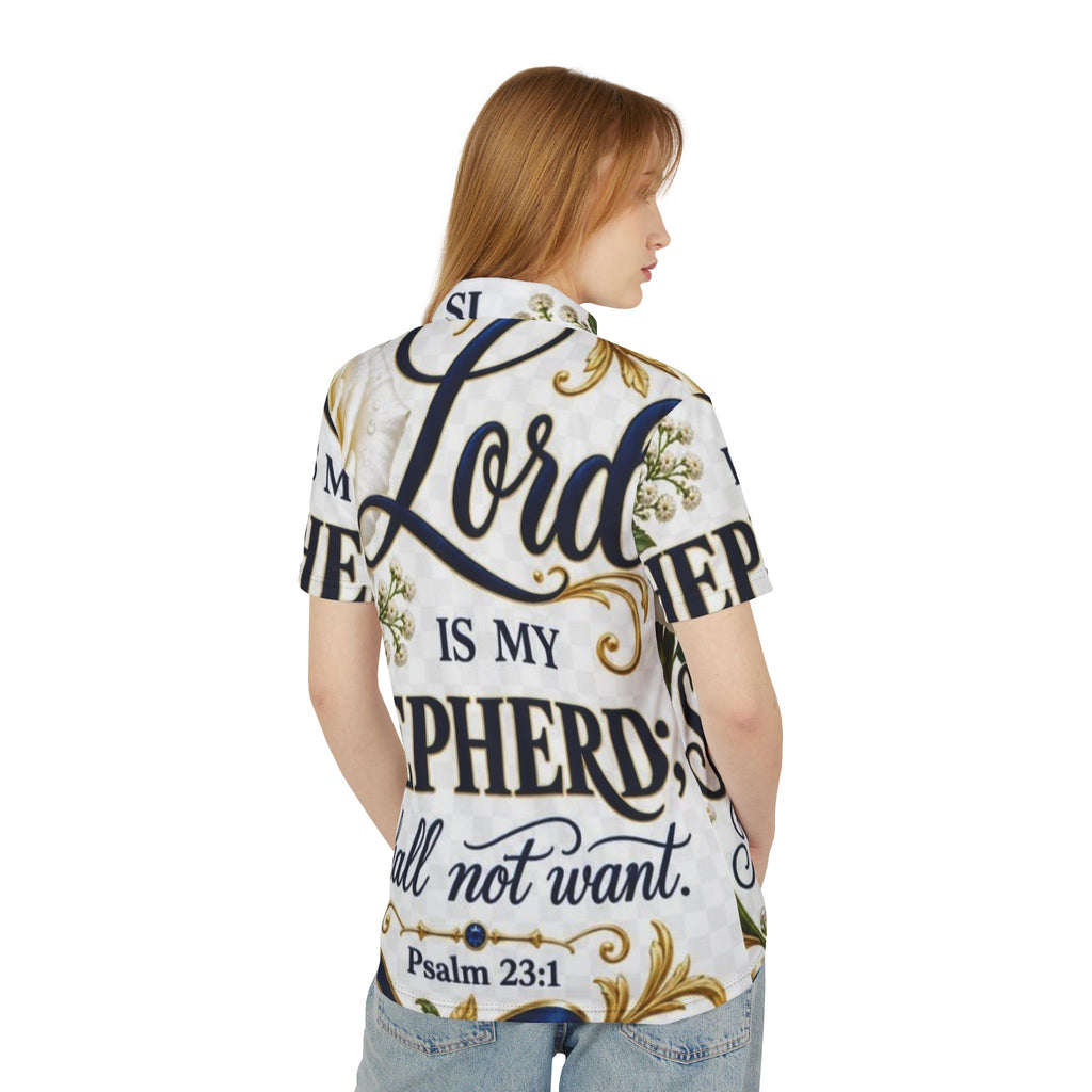 Psalm 23 Polo Shirt — "The Lord Is My Shepherd" All-Over Print Christian Polo