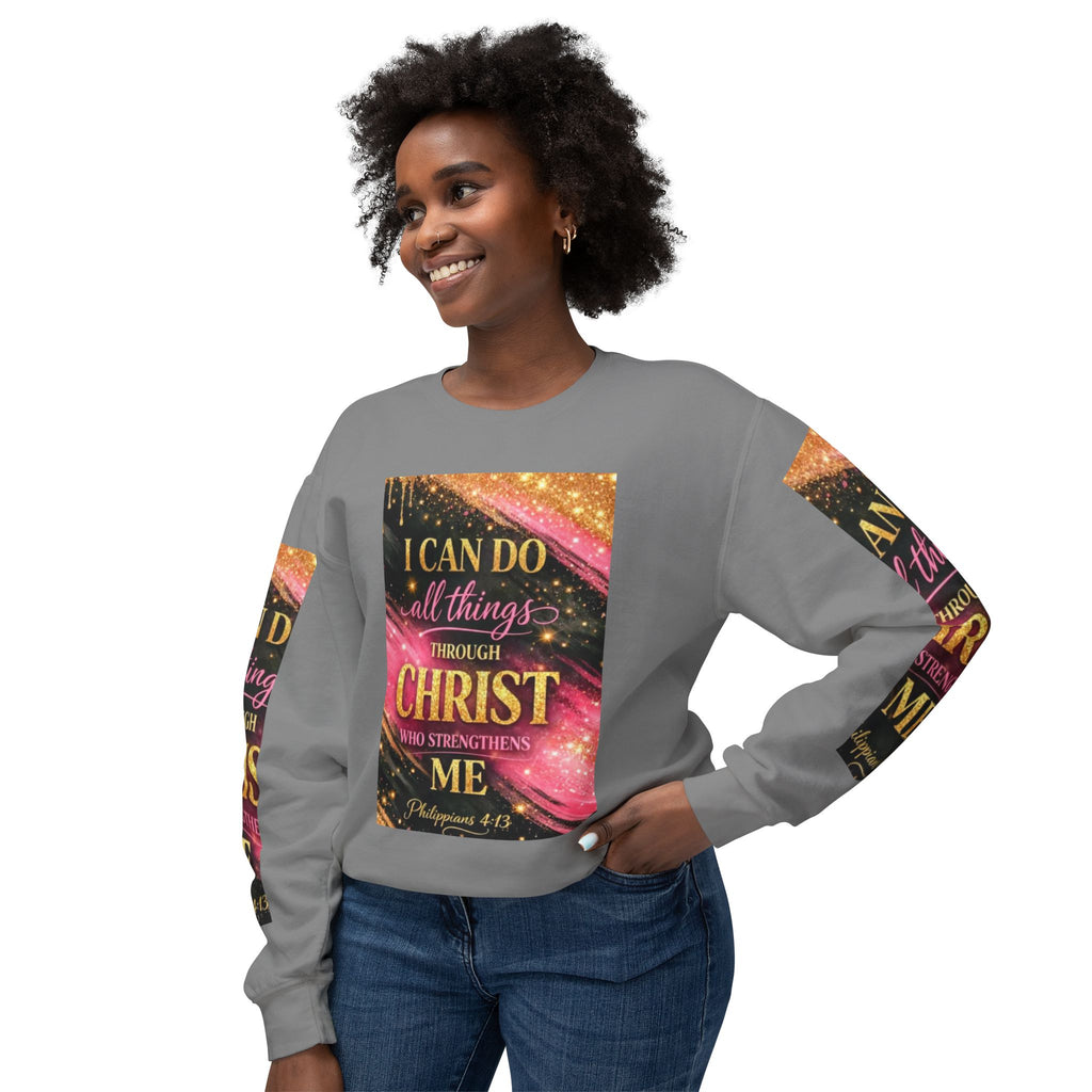 Philippians 4:13 Christian Crewneck Sweatshirt — "I Can Do All Things Through Christ" Inspirational