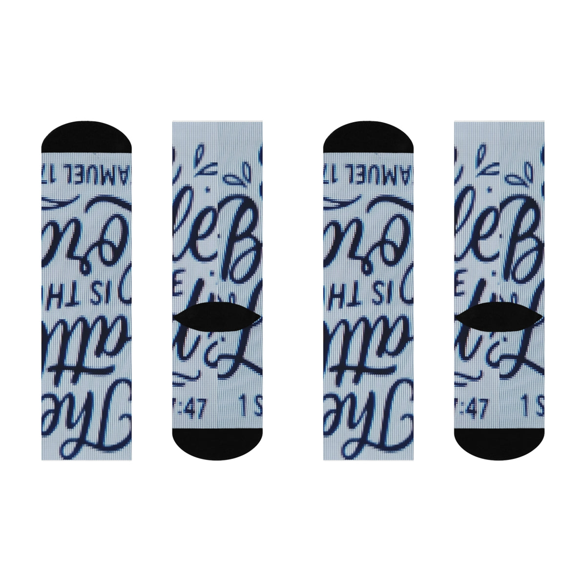 Cushioned Crew Socks — "The Battle Is The Lord's" Scripture Socks (1 Samuel 17:47)