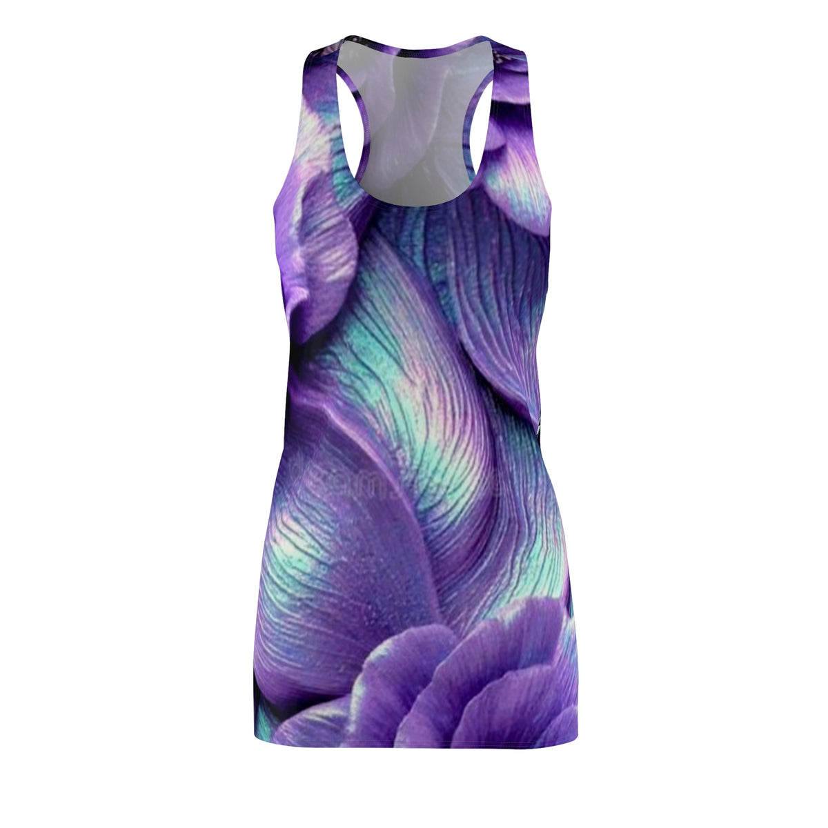 Purple Floral Racerback Dress — Vibrant All-Over Print Summer Dress