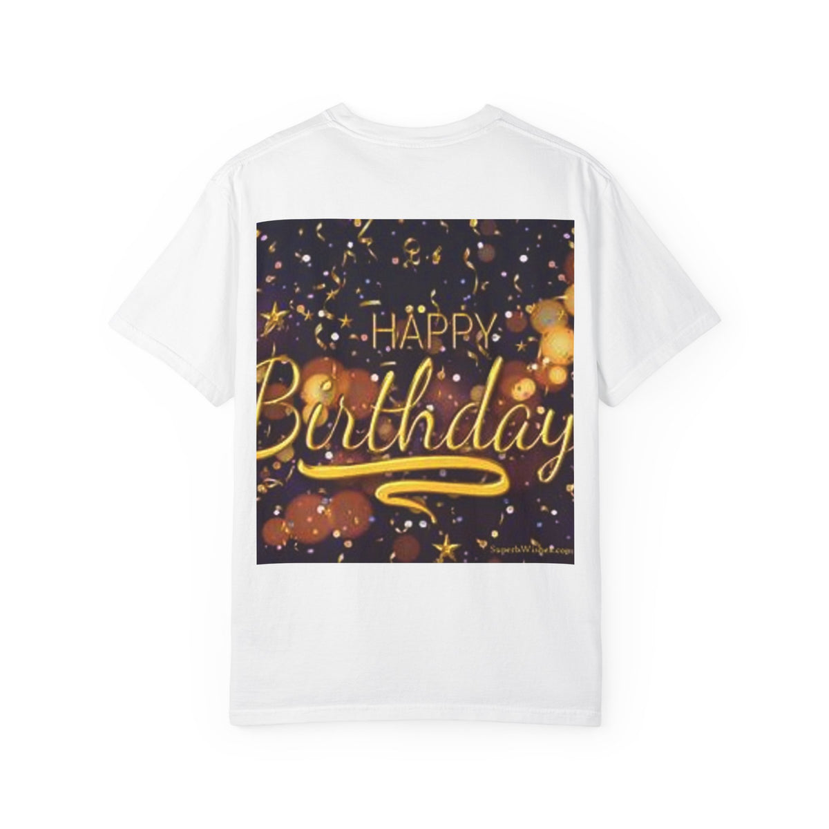Birthday T-Shirt — Gold Confetti "Happy Birthday" Tee