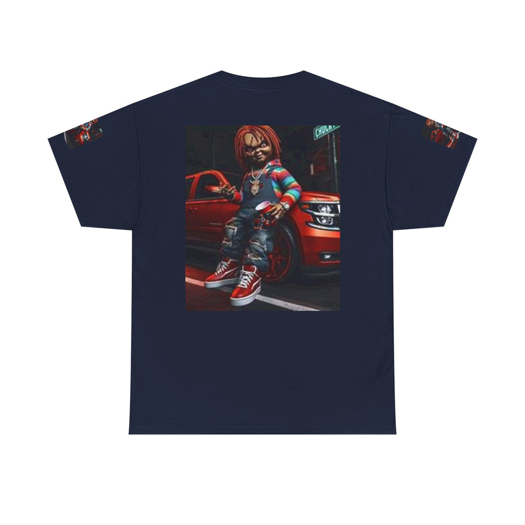 Horror Chucky Graphic Tee — Retro Red Car Street-Chill T-Shirt