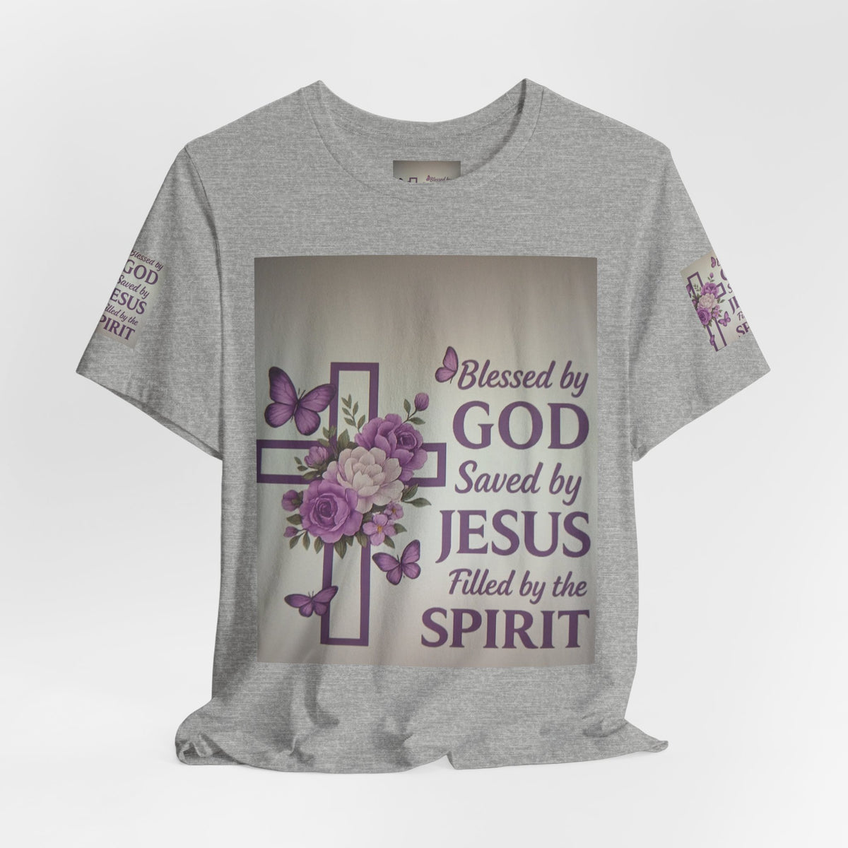 Blessed by God Christian T-Shirt — "Blessed by God, Saved by Jesus, Filled by the Spirit"