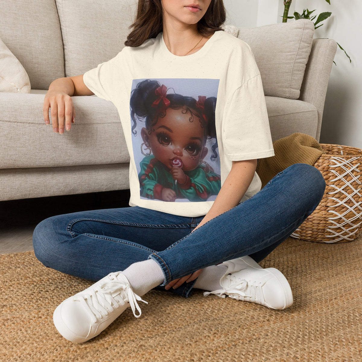 Cute Baby Girl Portrait T-Shirt — Adorable Cartoon Infant Graphic Tee