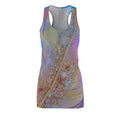 Feather Dreams Racerback Dress — Iridescent Pastel Feather Print AOP
