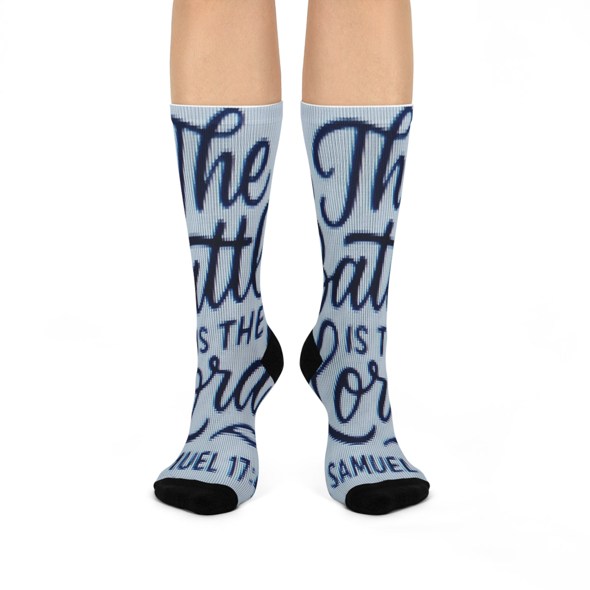Cushioned Crew Socks — "The Battle Is The Lord's" Scripture Socks (1 Samuel 17:47)