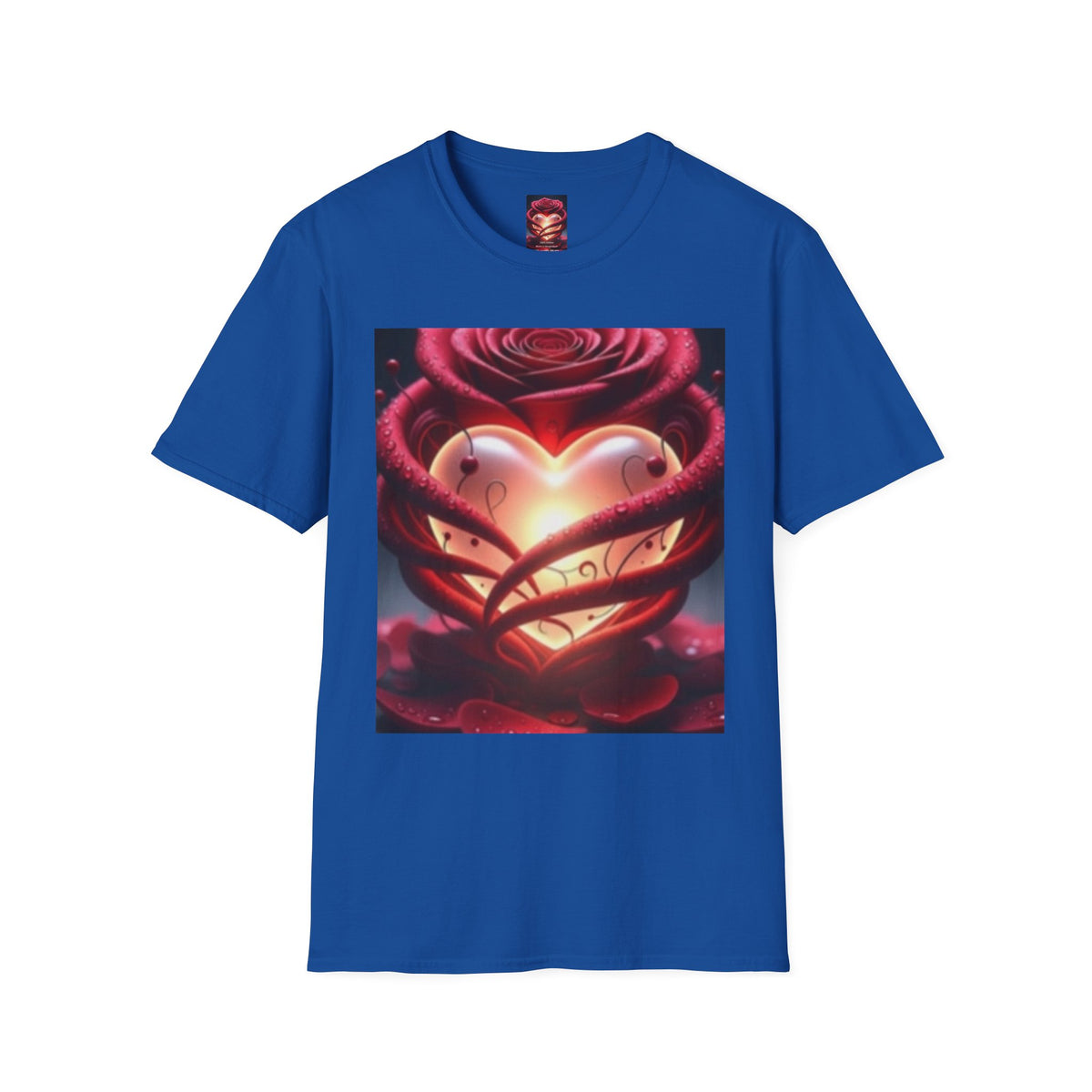 Heart Rose T-Shirt — Glowing Heart & Rose Graphic Tee