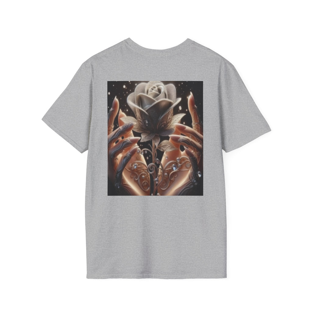 Floral Mystic Rose T‑Shirt — Ethereal Hands & Black Rose Graphic Tee