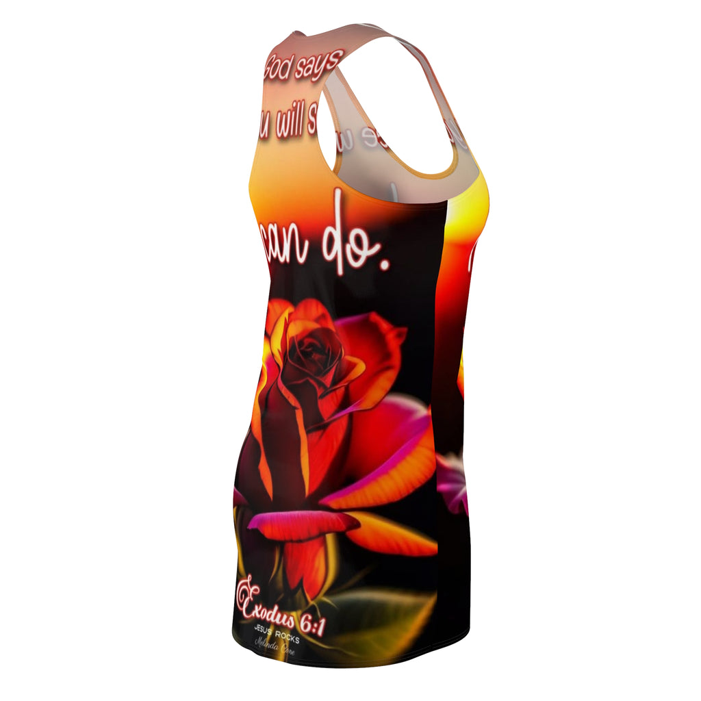 Inspirational Rose Racerback Dress – “I Can Do” Exodus 6:1 Faith Graphic