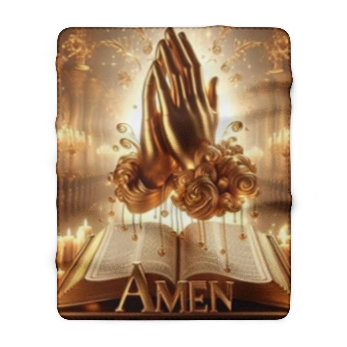 Christian 'Amen' Sherpa Blanket — Praying Hands & Bible Cozy Throw