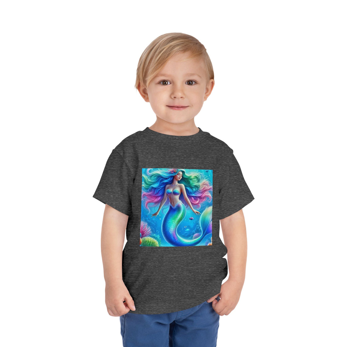 Toddler Mermaid Tee — Colorful Rainbow Sea Princess Short Sleeve Shirt