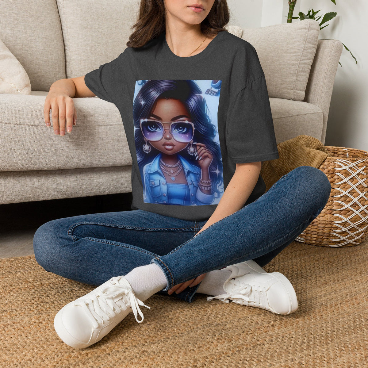 Afro Chic Graphic Tee — Girl with Sunglasses Illustration