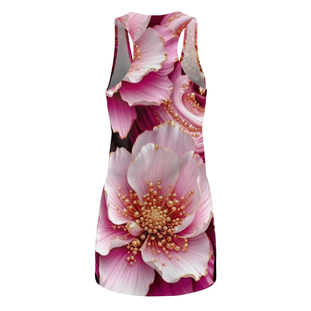 Pink Blossom Racerback Dress – All-Over Floral Print Sundress