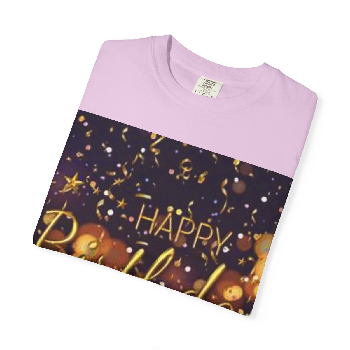 Birthday T-Shirt — Gold Confetti "Happy Birthday" Tee