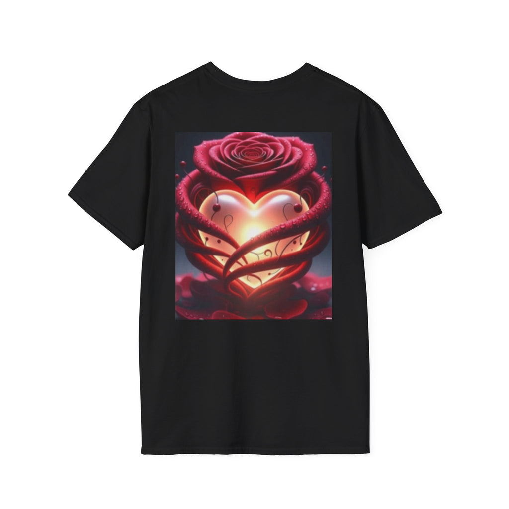 Heart Rose T-Shirt — Glowing Heart & Rose Graphic Tee