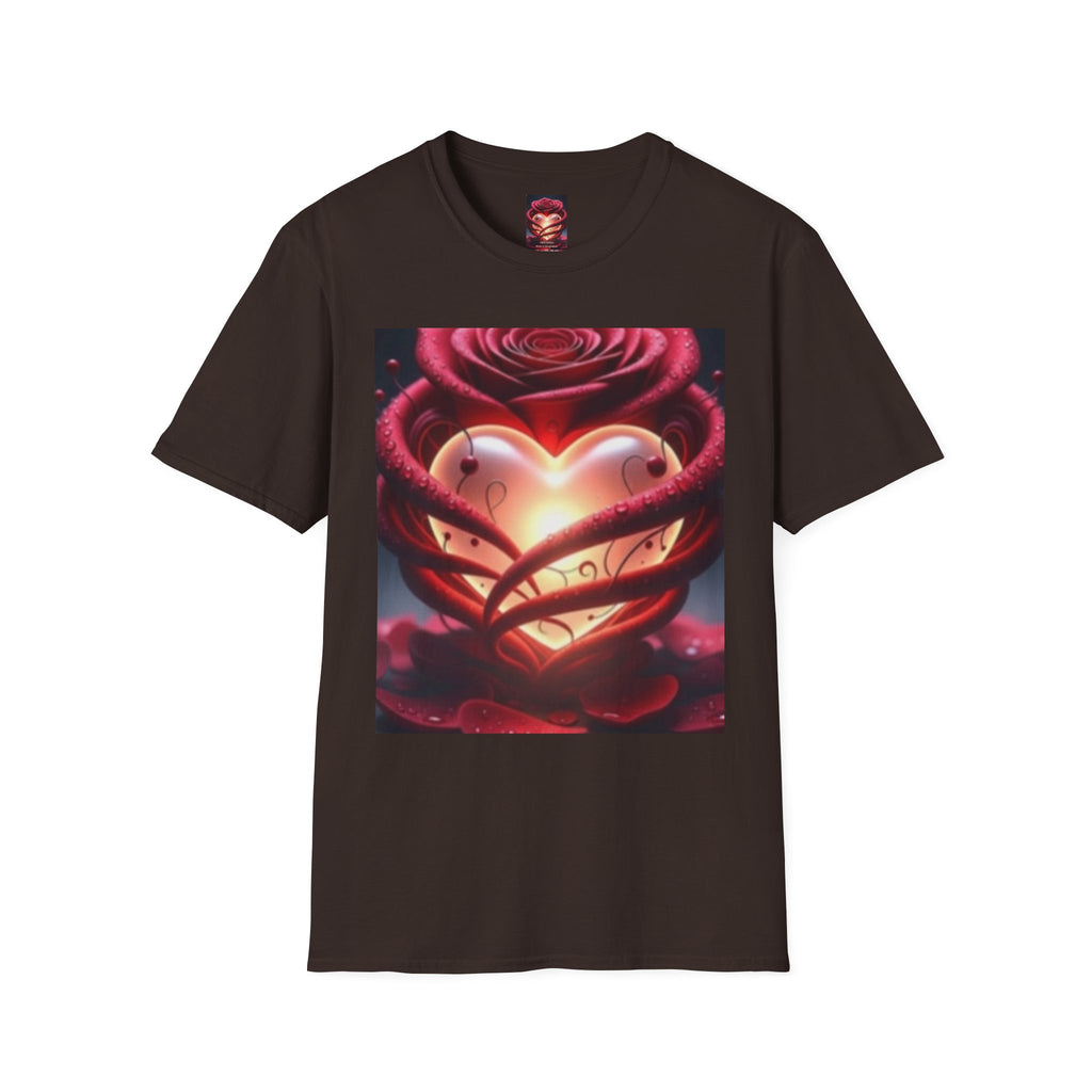 Heart Rose T-Shirt — Glowing Heart & Rose Graphic Tee