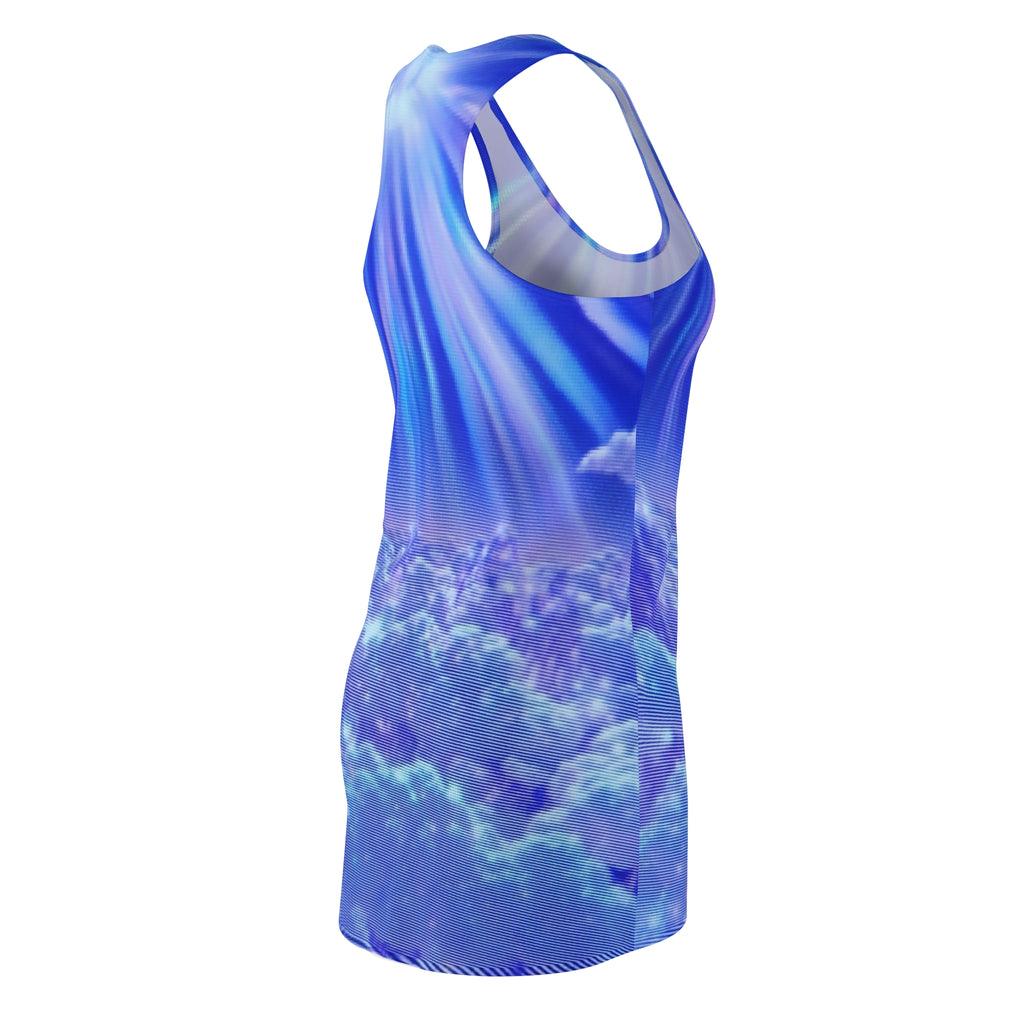 Racerback Dress – Blue Aurora Cloudscape All-Over Print