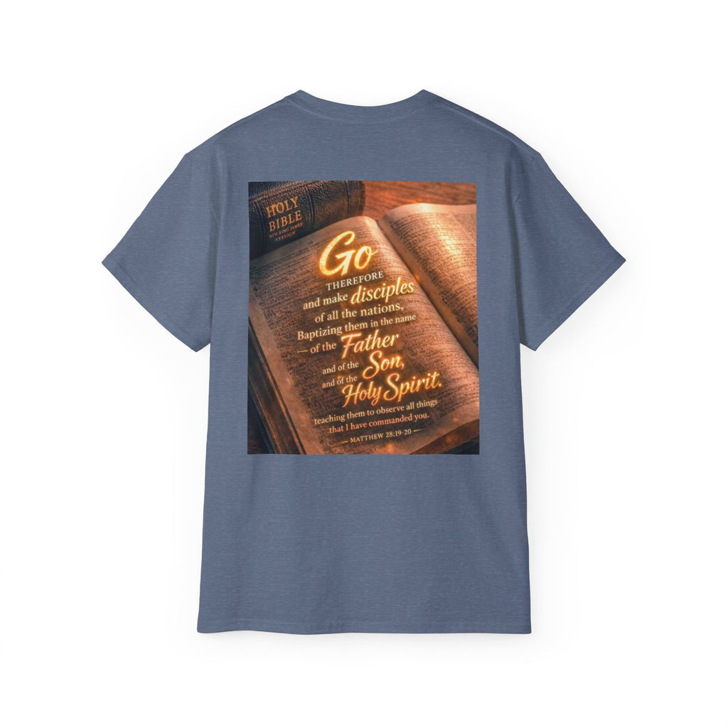 Christian Bible Verse T-Shirt — "Go...make disciples" Inspirational Faith Tee