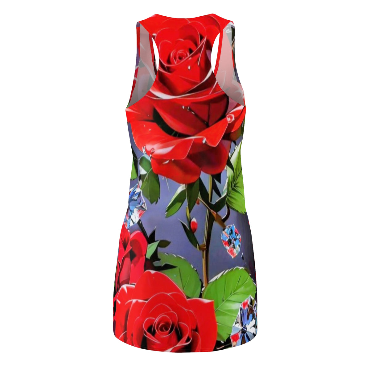 Red Rose All-Over Print Racerback Dress — Floral AOP Summer Dress