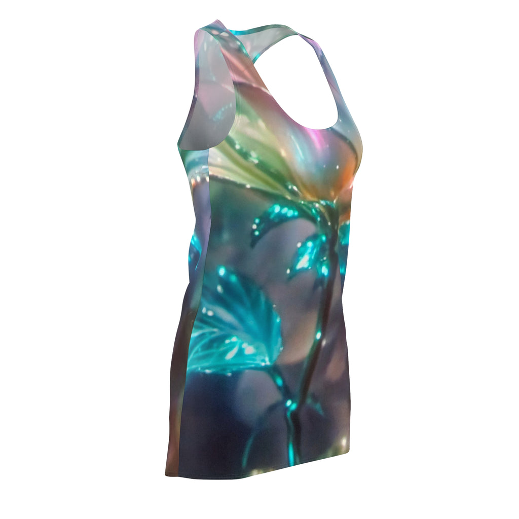 Floral Glow Racerback Dress — Iridescent Bloom All-Over Print