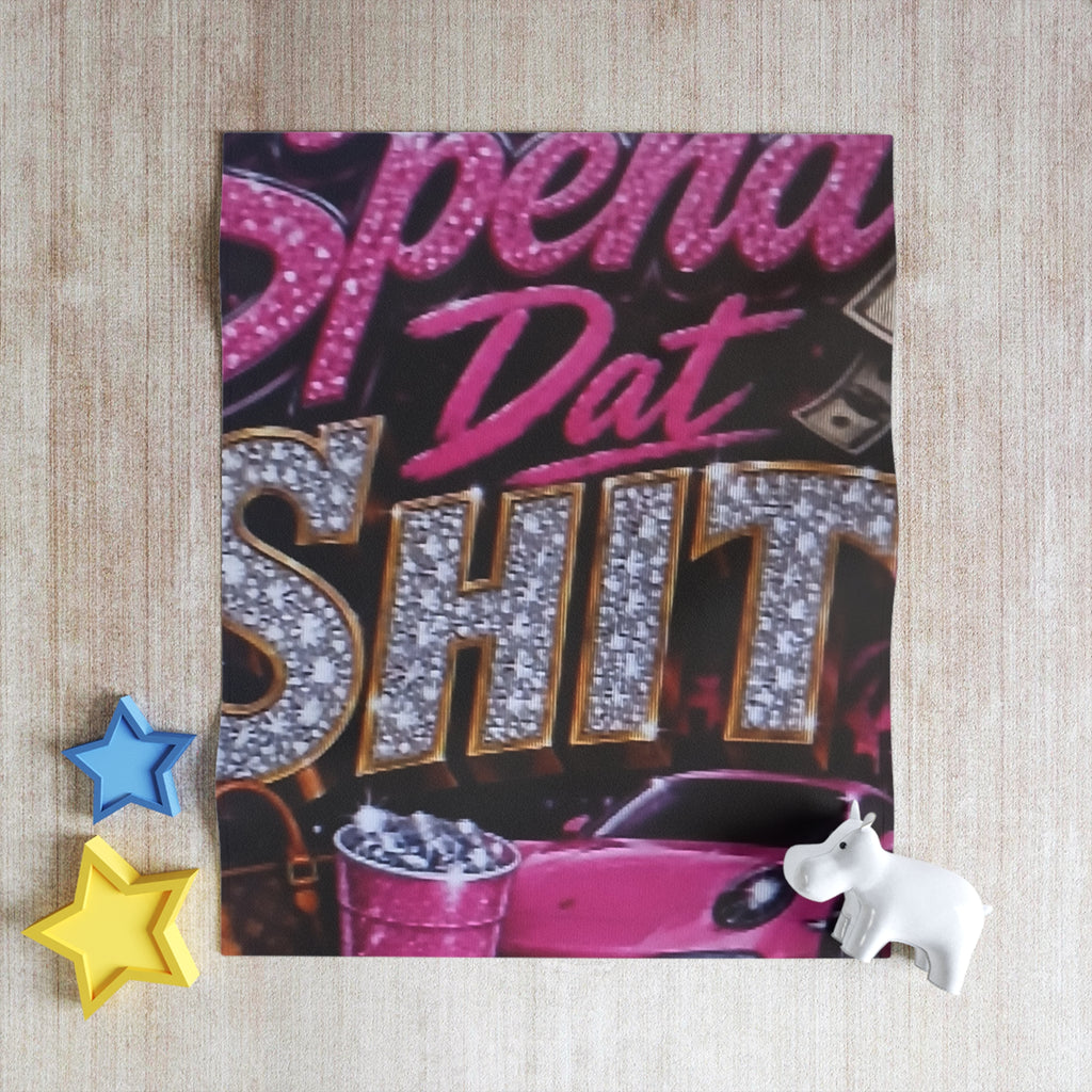 “Spend Dat Shit” Pink Glam Throw Blanket — Funny Bling Luxe Cozy Gift