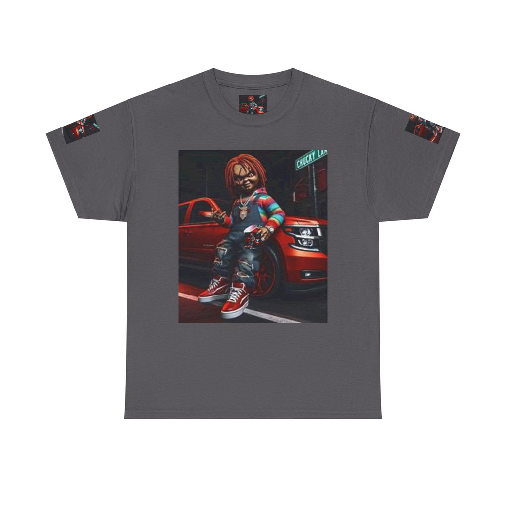 Horror Chucky Graphic Tee — Retro Red Car Street-Chill T-Shirt