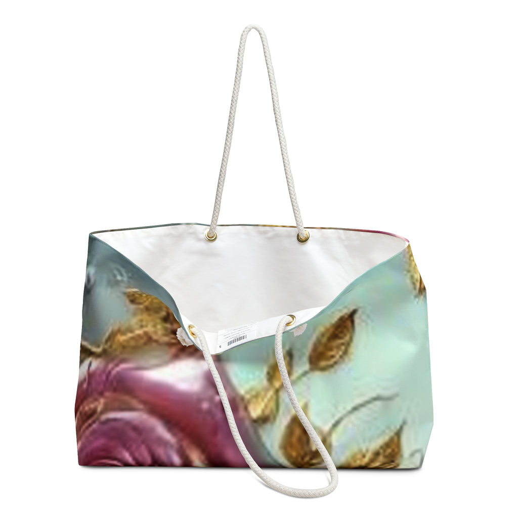 Vintage Rose Weekender Bag — Gold Leaf Floral Travel Tote