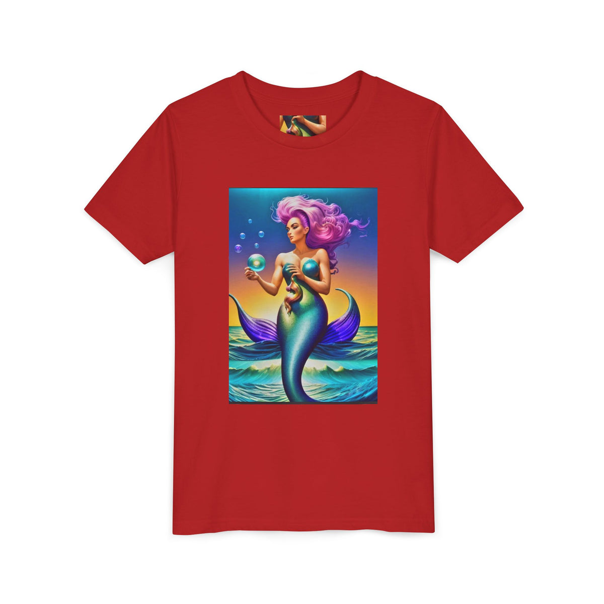 Youth Mermaid Tee — Colorful Fantasy Mermaid Graphic Shirt for Kids