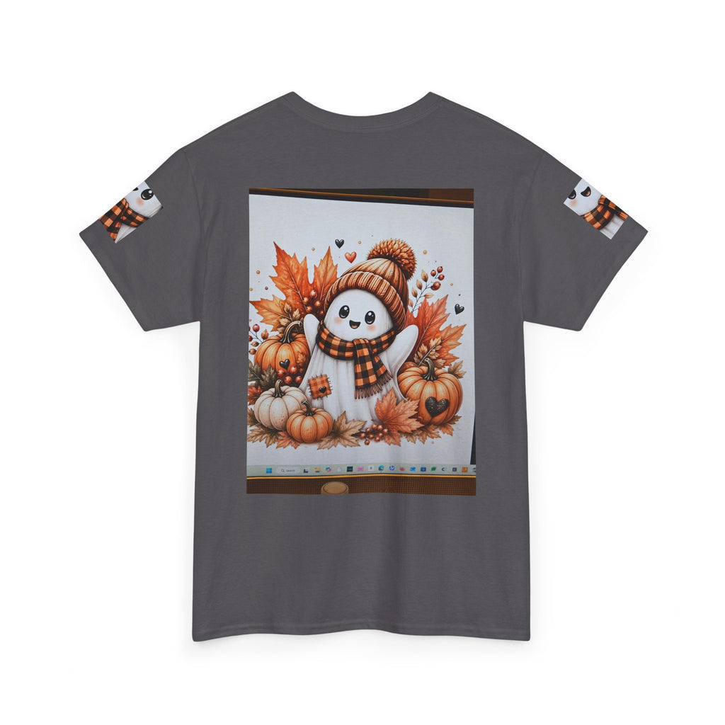 Autumn Snowman Tee — Cute Fall Pumpkin & Leaves Graphic Shirt